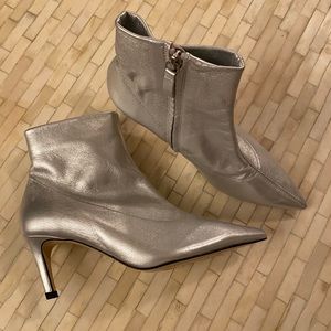 Silver kitten heel Zara ankle boots